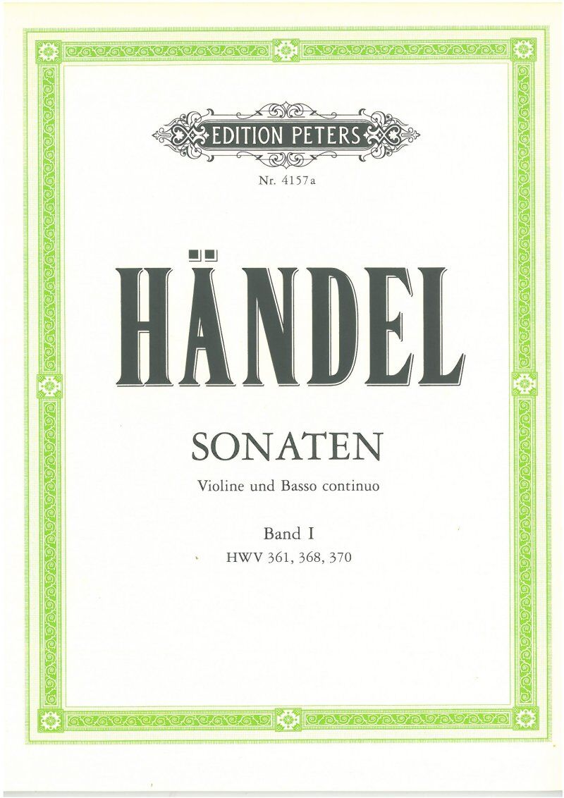 Handel - Sonatas Volume 1 for Violin and Piano, Edition Peters, by Walther Davisson and Gunther Ramin