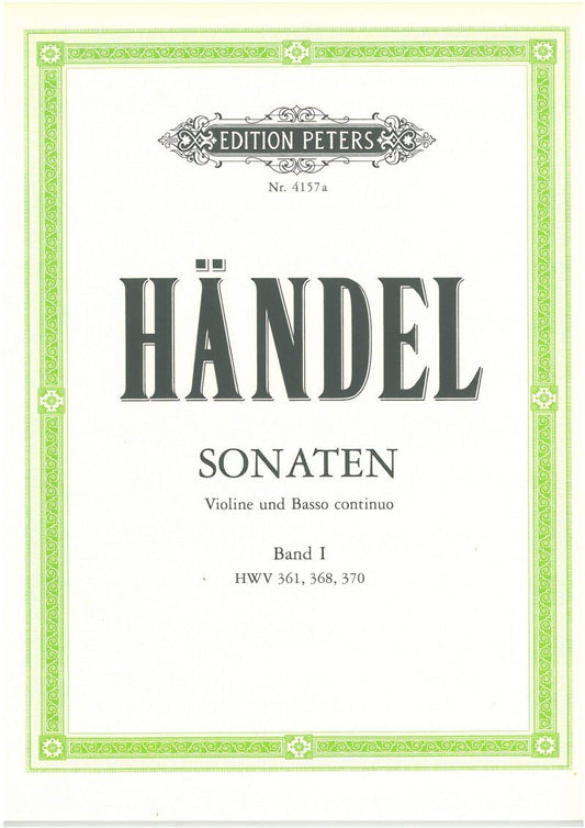 Handel - Sonatas Volume 1 for Violin and Piano, Edition Peters, by Walther Davisson and Gunther Ramin