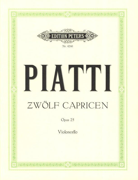 PIATTI 12 Caprices Op. 25 for Solo Cello by Edition Peters