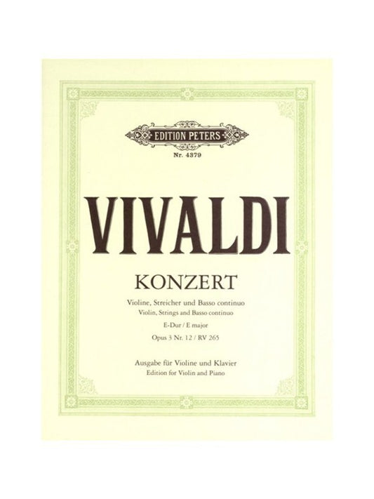 Concerto Op 3 No 12 E Rv 265 Violin/Piano Urtext (Softcover Book)