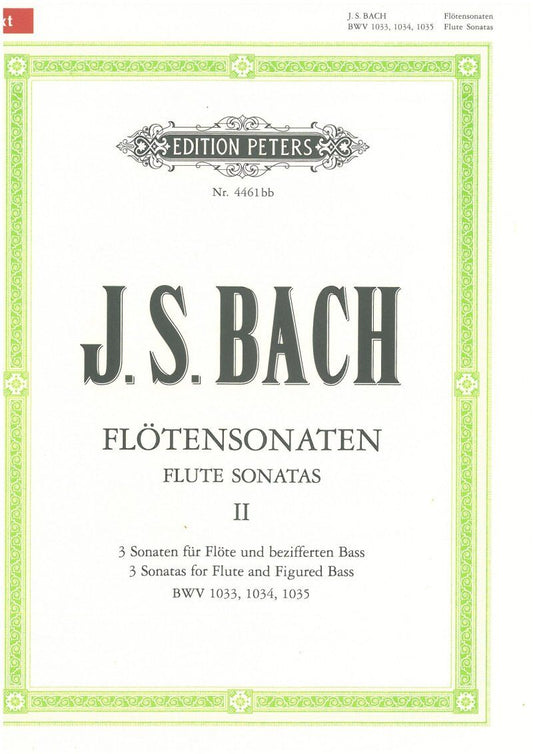 Bach - Flute Sonatas Vol 2 BWV 1033-1035 for Flute and Piano, Urtext Edition, Edition Peters