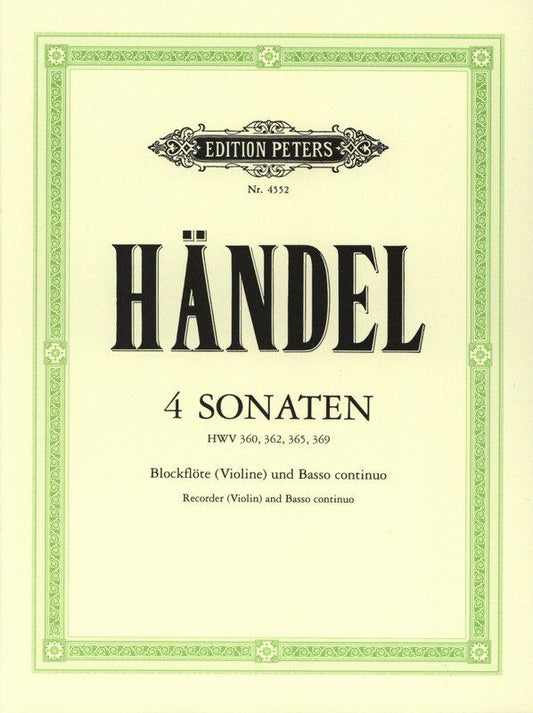 Handel - 4 Sonatas for Treble Recorder and Piano