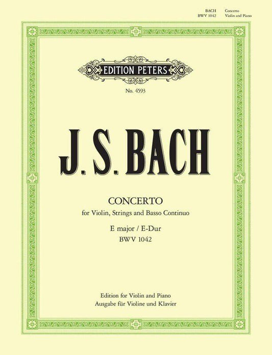 Bach - Concerto No 2 in E Major BWV 1042 for Violin and Piano Sheet Music