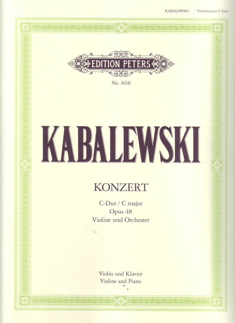 Kabalevsky Concerto C Major Op. 48 for Violin and Piano Reduction Edition Peters