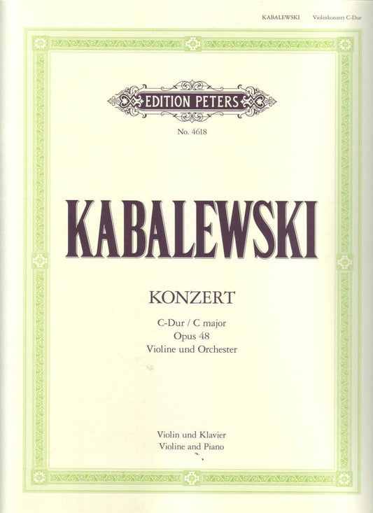 Kabalevsky Concerto C Major Op. 48 for Violin and Piano Reduction Edition Peters