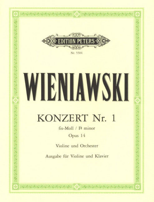 Wieniawski Concerto #1 Op14 F Sharp Minor - Violin Sheet Music - Peters EP5504