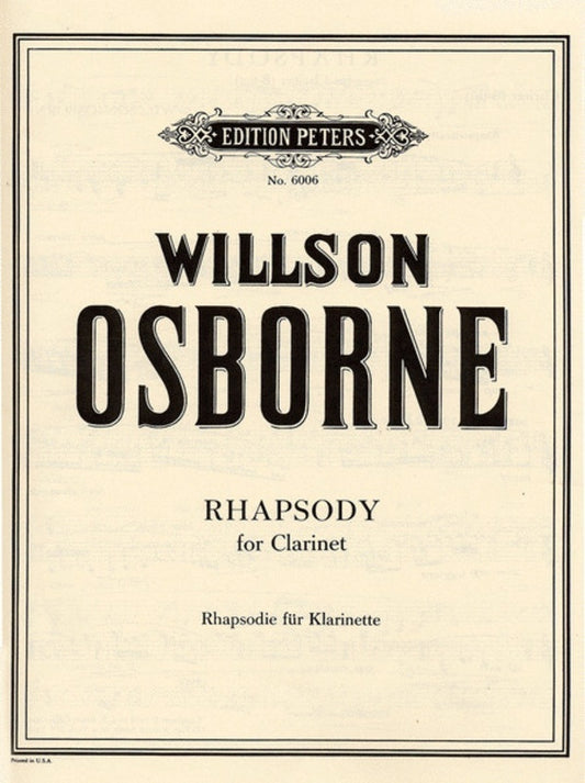 Rhapsody For Clarinet clarinet Solo (Softcover Book)