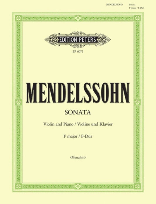 Mendelssohn - Sonata F Violin/Piano Ed Menuhin (Softcover Book)