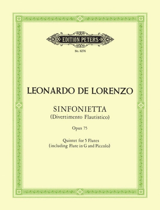 Sinfonietta Op 75 Flute Quintet (Music Score/Parts) Book