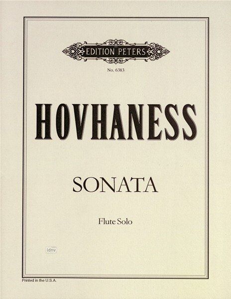 Sonata for Flute Solo by Alan Hovhaness, Edition Peters, 1 Page