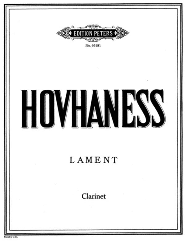 Lament For Solo Clarinet Op 25 (Softcover Book)