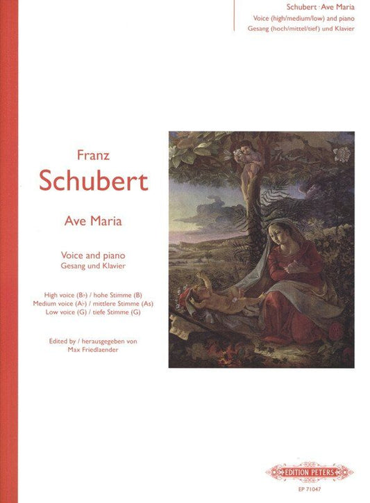 Schubert - Ave Maria Vocal Score for High/Medium/Low Voice, Edition Peters
