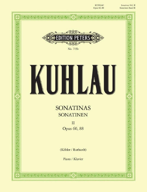 Kuhlau Sonatinas Volume 2 Op 60 88 Piano Solo Sheet Music Peters EP715B