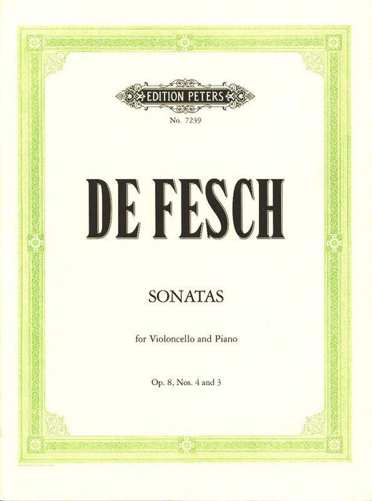 De Fesch Sonata in D Minor Op 8 No 3 for Cello and Piano - Edition Peters