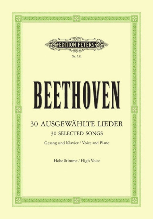 Beethoven 30 Selected Songs High Voice/Piano German (Softcover Book)