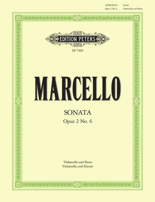 Marcello - Sonata In G Op 2 No 6 Cello/Piano (Softcover Book)