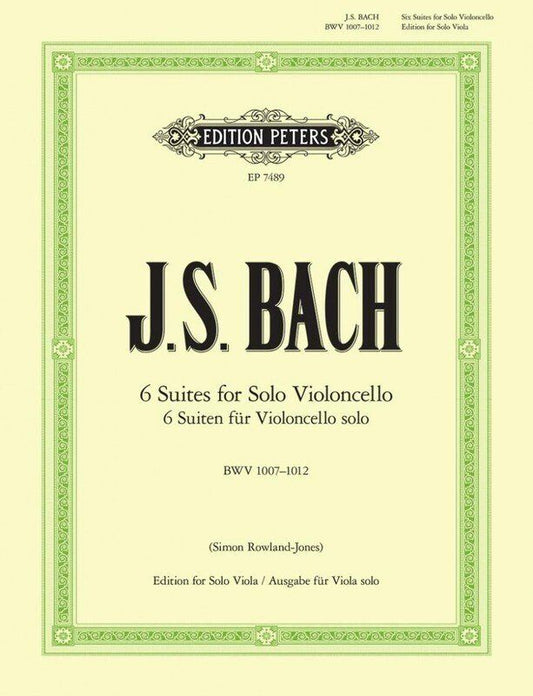 Bach Six Cello Suites Arranged for Viola BWV 1007-1012 by Simon Rowland-Jones, Edition Peters