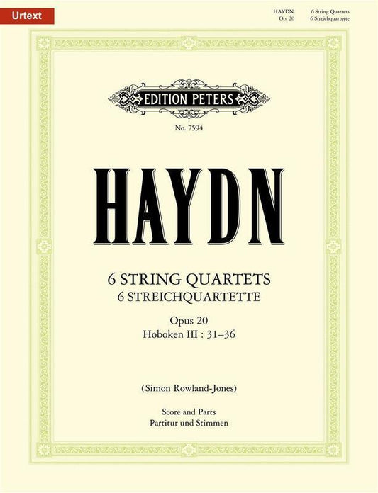 String Quartets 6 Op 20 Hob 3 No 31-36 Score/Parts Book