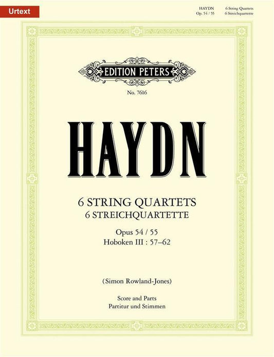 String Quartets 6 Op 54/55 Hob 3 No 57-62 Score/Parts Book