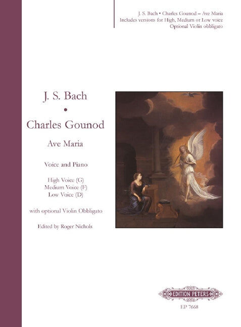 Ave Maria - Gounod/Bach - High/Med/Low Voice - Classical Vocal Edition Peters EP7668