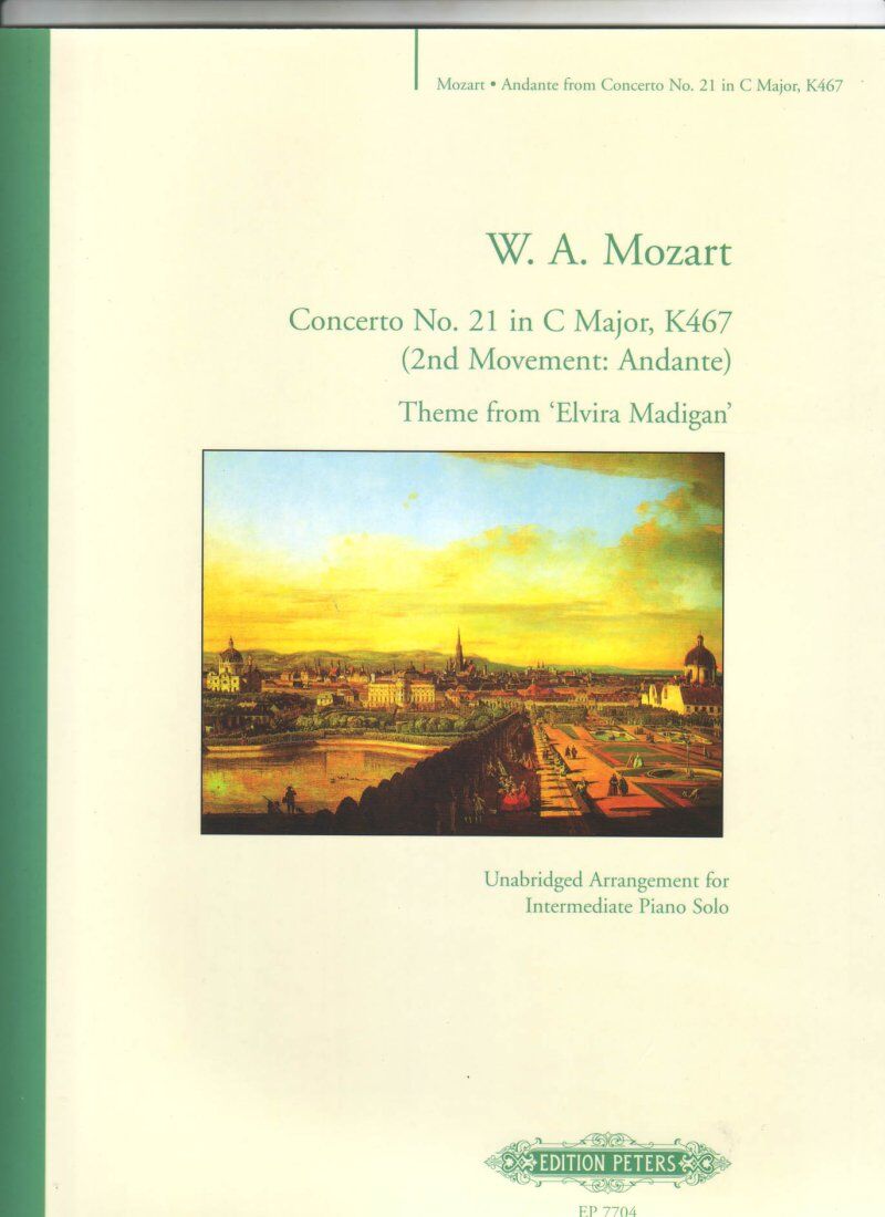 Mozart Piano Concerto No. 21 K 467 Andante Elvira Madigan Theme for Solo Piano by Ian Flint, Edition Peters, 1 Page