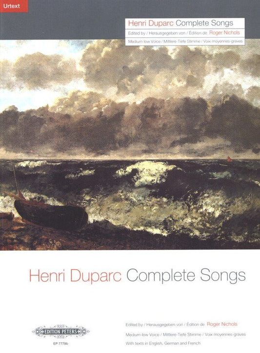 Duparc Complete Songs for Low Voice Vocal Score - Edition Peters