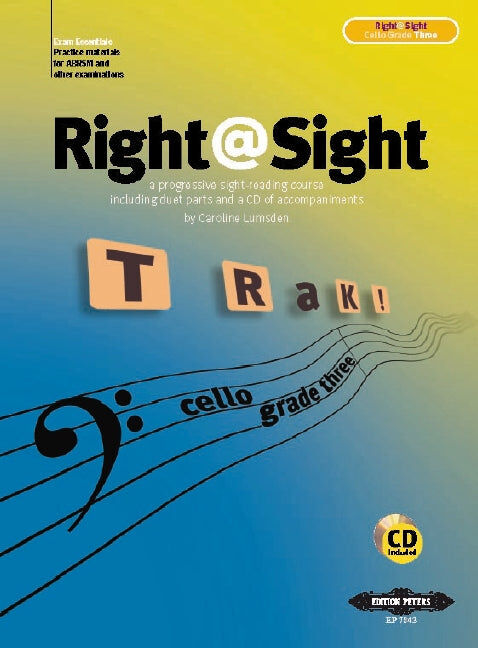 Right @ Sight Cello Grade 3 Book/CD by Caroline Lumsden - Cello Edition Peters EP7843