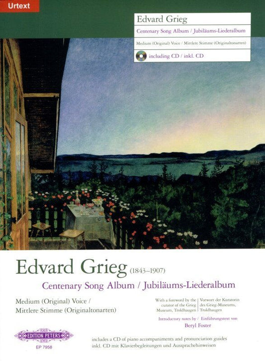Centenary Song Album BK/CD by Edvard Grieg - Vocal Score, Edition Peters, 1 Page