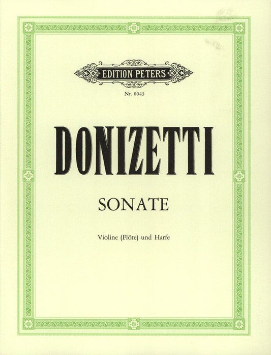 Sonata for Violin and Harp by Gaetano Donizetti, Edition Peters, String Duo, 1 Page