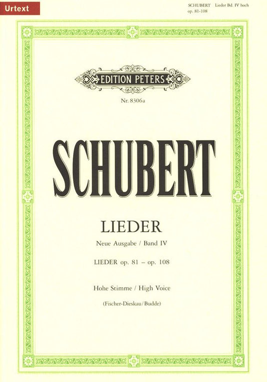 Schubert: Songs, Vol. 4 — High Voice (Edition Peters)