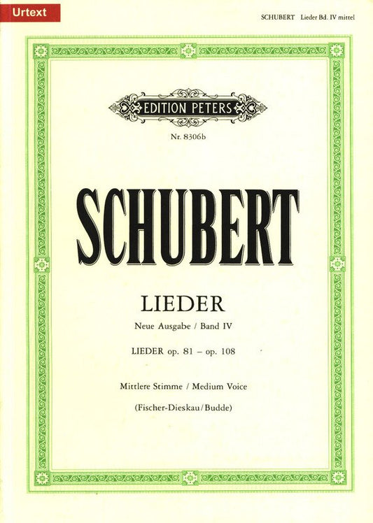 Schubert: Songs, Vol. 4 — Medium Voice (Edition Peters)