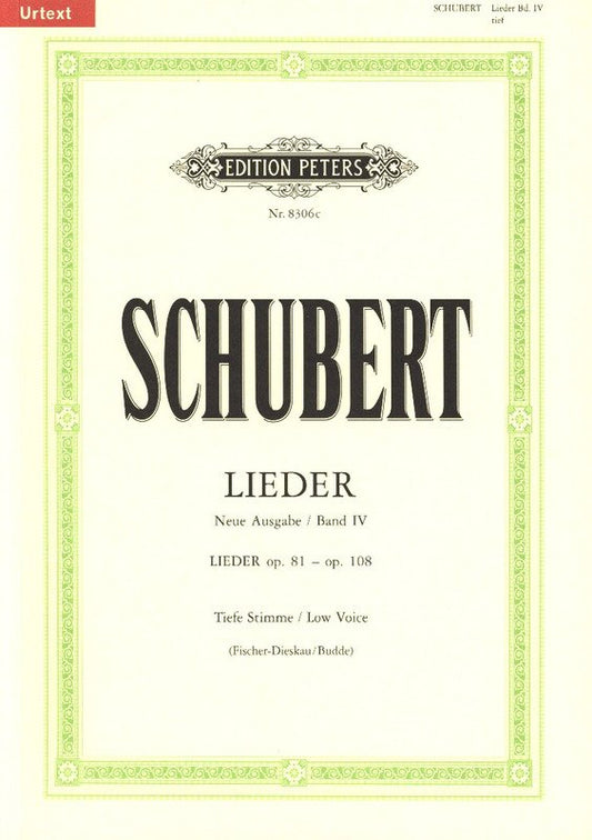 Schubert: Songs, Vol. 4 — Low Voice (Edition Peters)