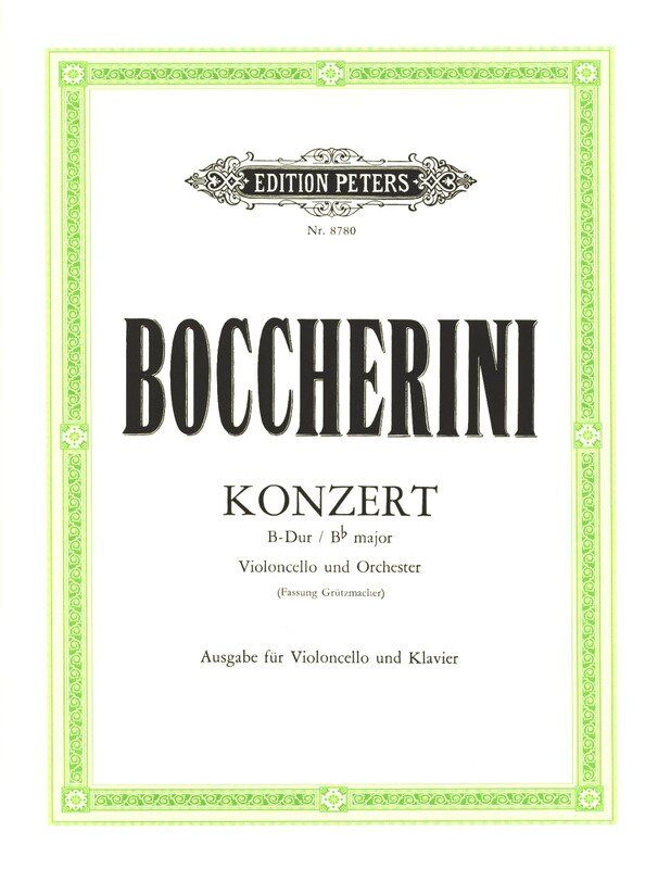 Boccherini Concerto in B Flat Major for Cello and Piano - Edition Peters