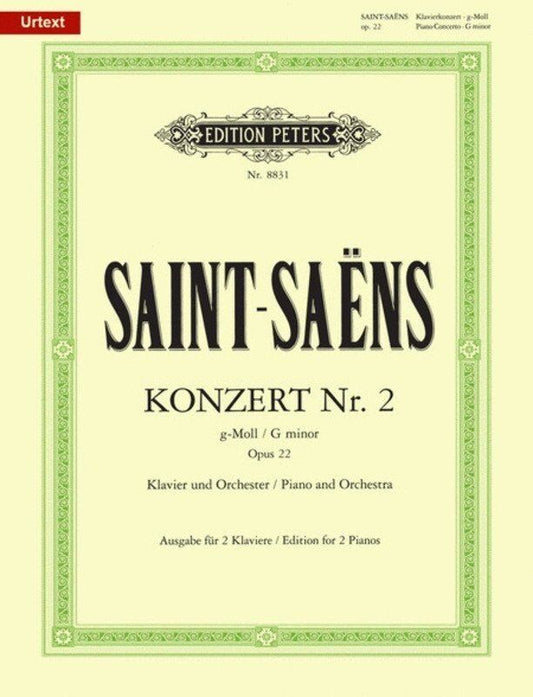 Saint-Saens Concerto No. 2 Op. 22 G Minor for Piano, 2 Pianos 4 Hands, Edition Peters