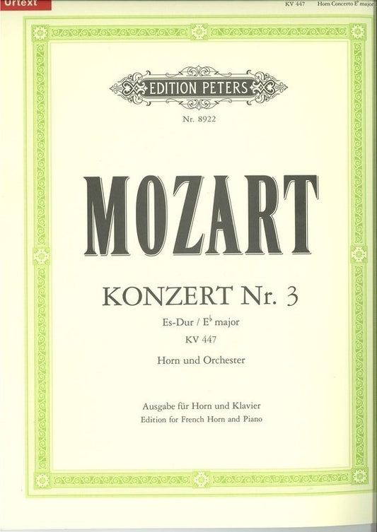Mozart: Horn Concerto No. 3, K. 447 — Horn & Piano (Edition Peters)