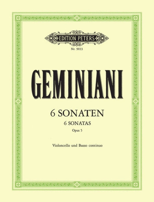 Geminiani - 6 Sonatas Op 5 Cello/Piano (Softcover Book)