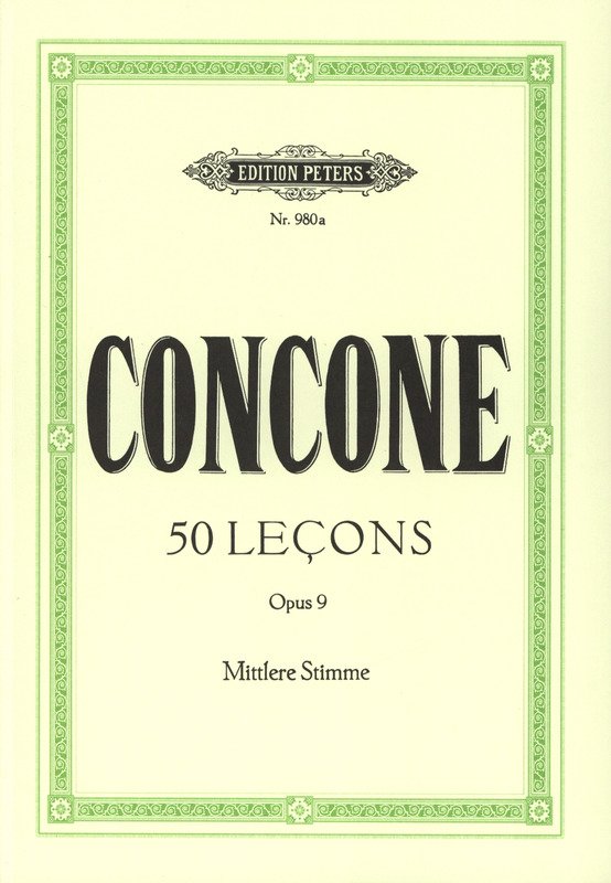 Concone: 50 Lessons, Op. 9 — Medium Voice (Edition Peters)