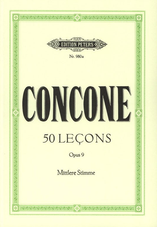Concone: 50 Lessons, Op. 9 — Medium Voice (Edition Peters)