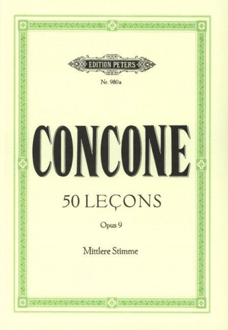 50 Lecons Op 9 for Medium Voice and Piano by Concone, Giuseppe - Peters EP980A