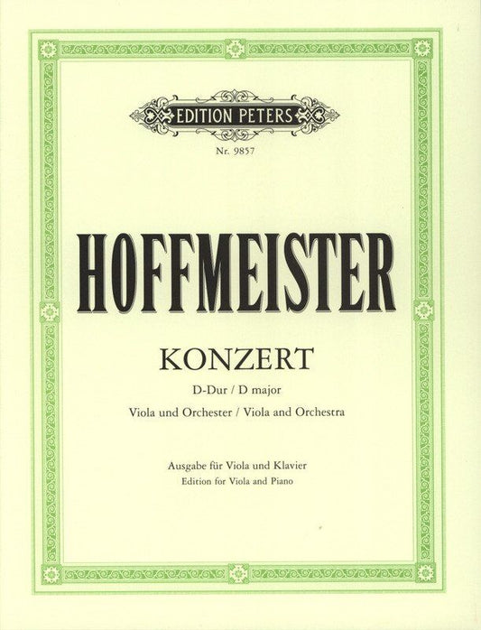 Hoffmeister Concerto in D Major for Viola and Piano, Edition Peters, 1 Page