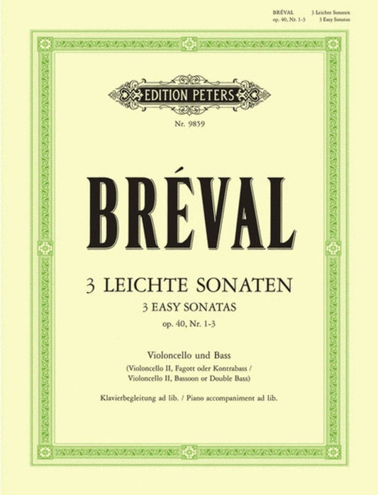 Easy Sonatas 3 Op 40 No 1-3 Vc/Double Bass (Softcover Book)