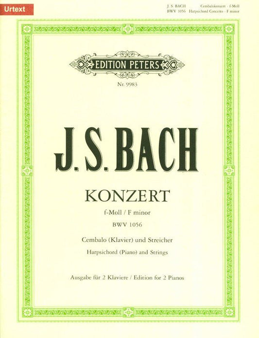 Concerto No. 5 BWV 1056 F Minor for 2 Pianos 4 Hands Urtext Edition