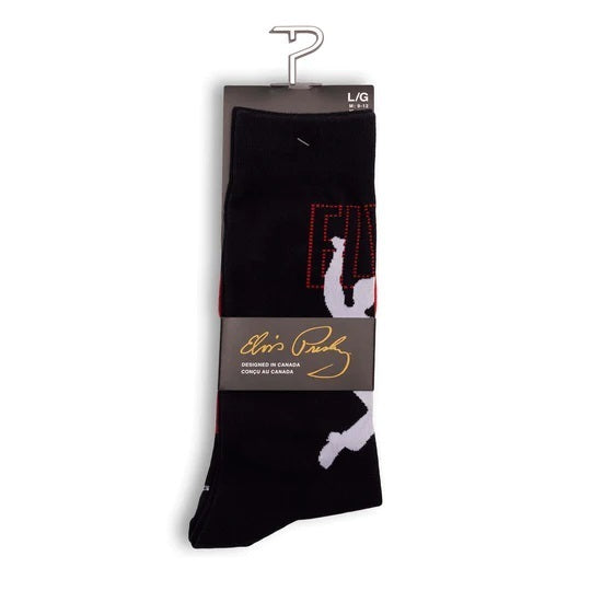 Perris Licensed Elvis "68 Comeback" Large Crew Socks - Black (1 Pair)