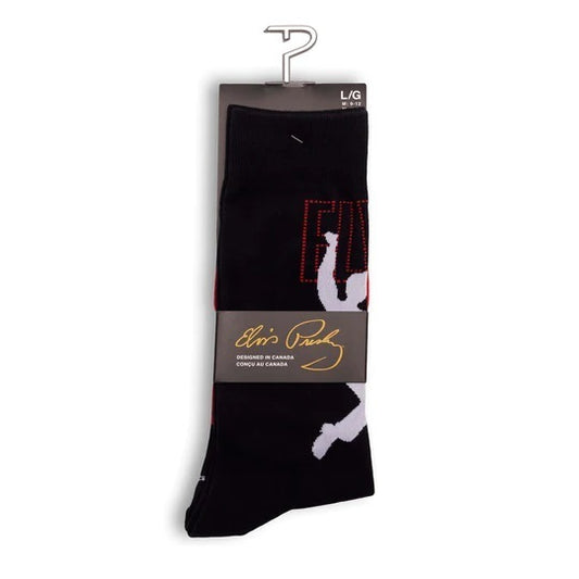 Perris Licensed Elvis "68 Comeback" Large Crew Socks - Black (1 Pair)