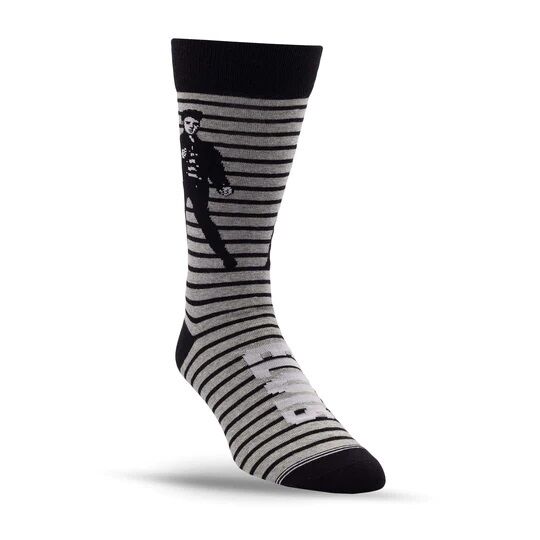 Perris Licensed Elvis "Jailhouse Rock" Large Crew Socks in Grey - 1 Pair — view 2