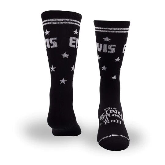 Perris Licensed Elvis "The King" Large Crew Socks - Black (1 Pair) — view 3