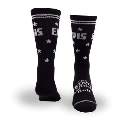 Perris Licensed Elvis "The King" Large Crew Socks - Black (1 Pair) — view 3