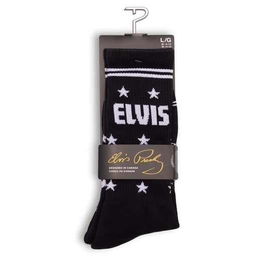 Perris Licensed Elvis "The King" Large Crew Socks - Black (1 Pair)