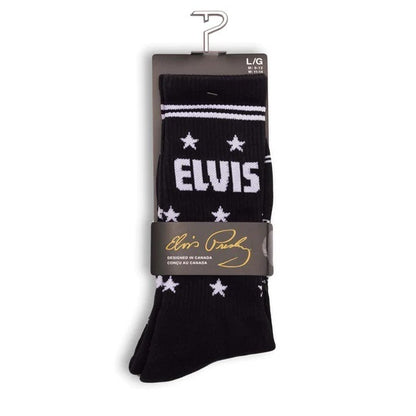Perris Licensed Elvis "The King" Large Crew Socks - Black (1 Pair)