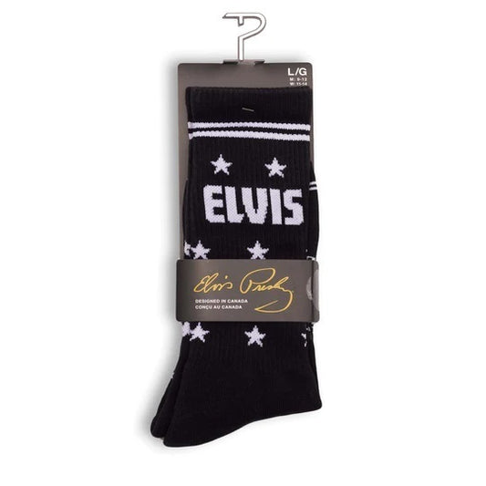 Perris Licensed Elvis "The King" Large Crew Socks - Black (1 Pair)